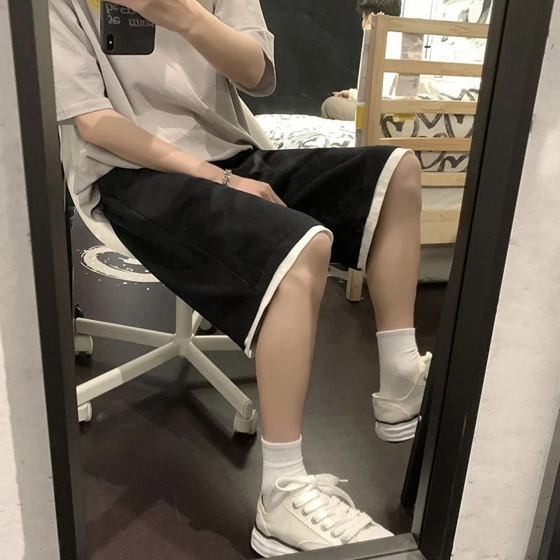 Men's Summer Shorts Mid-Length Loose Fit Solid Color in White and Gray for Sports Casual Outdoor Wear Trendy Breathable Fabric