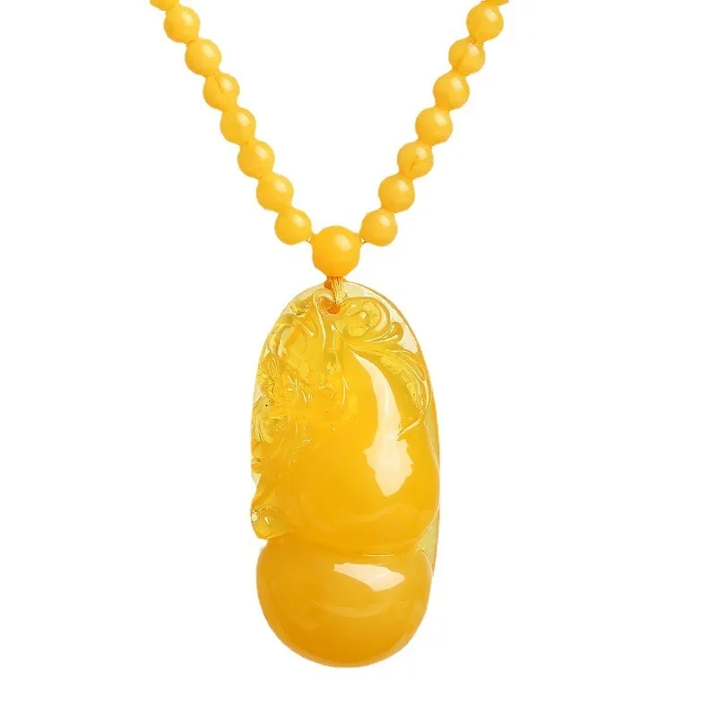 Beeswax Gourd, Chanterelle, Yellow Money Bag, Amber Carving