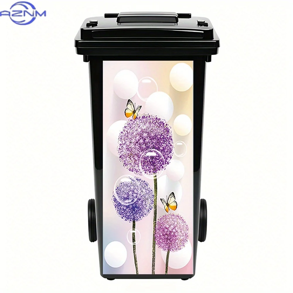 1pc Dandelion Bubble Pattern PVC Decorative Sticker - Waterproof, Removable Outdoor Trash Can Lid Decal with Colorful Floral a