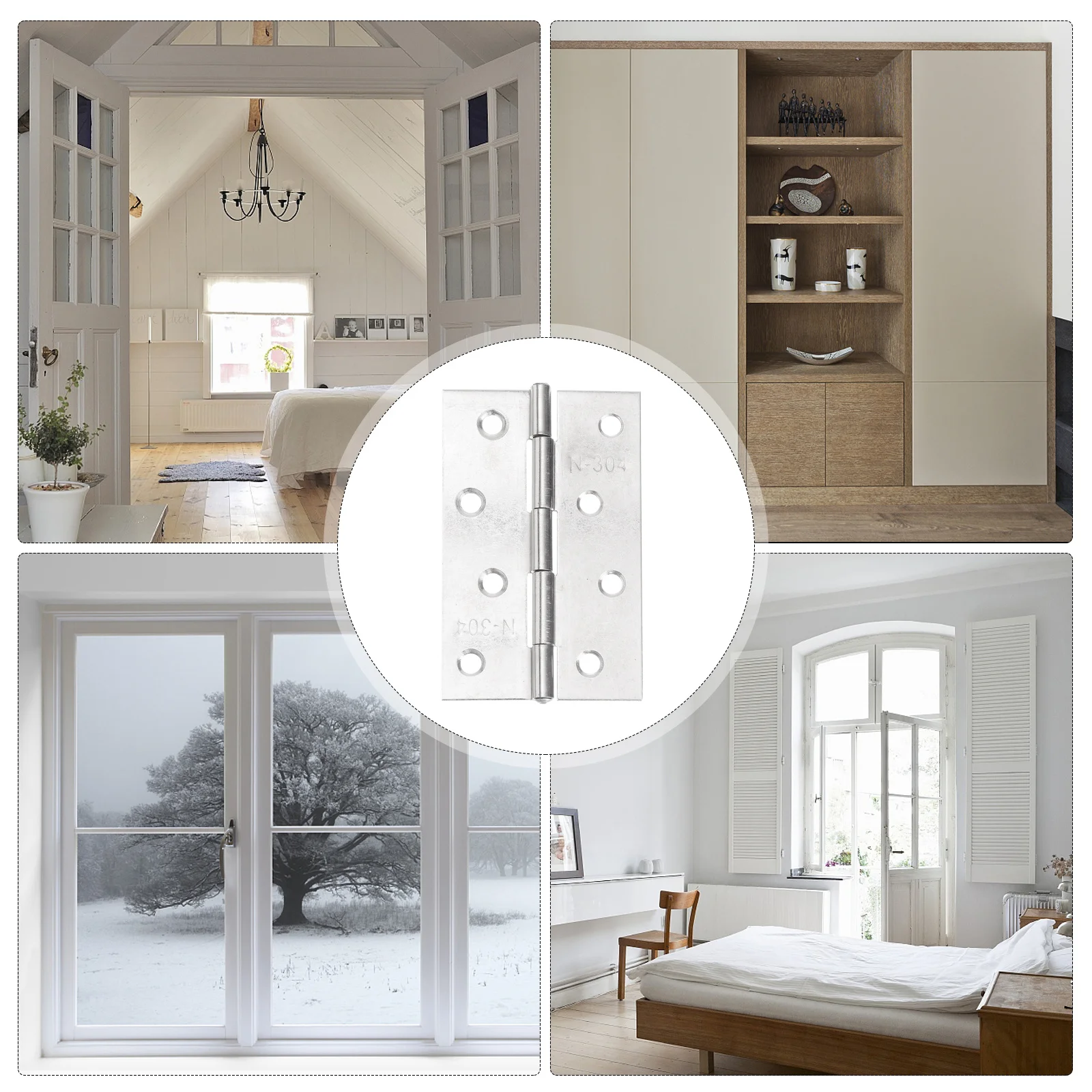 

6pcs Stainless Steel Hinges For Door Window Bedroom Cabinet Furniture Hardware Fixtures Ball Bearing Hinge Pivot Bracket