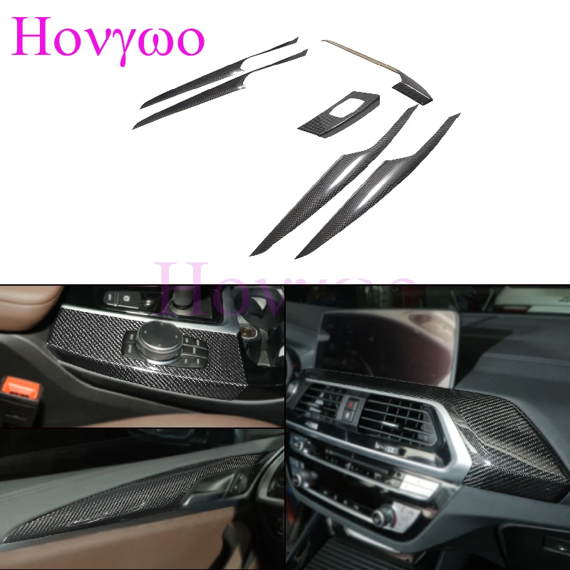 

Real Carbon Fiber Car Center Control Door Panel Trim Cover Interior Kit Car Accessoires For BMW X3 X4 G01 G02 2018-2022