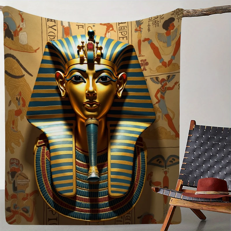 Luxury Pharaoh Mummy and Sphinx Ancient Egyptian Flannel Blanket Throw for Bedding Travel Soft Bedding Blankets