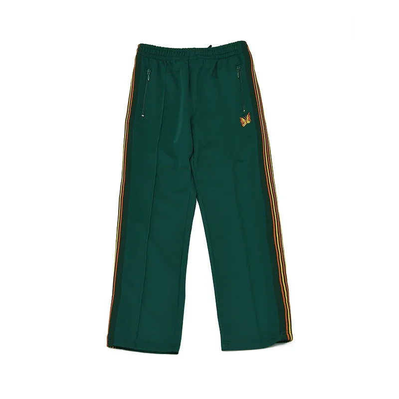 

Arrival High Quality Sweatpants Butterfly Embroidery Oversize Trousers Webbing Track Stripe Zipper Men Women Green Pants