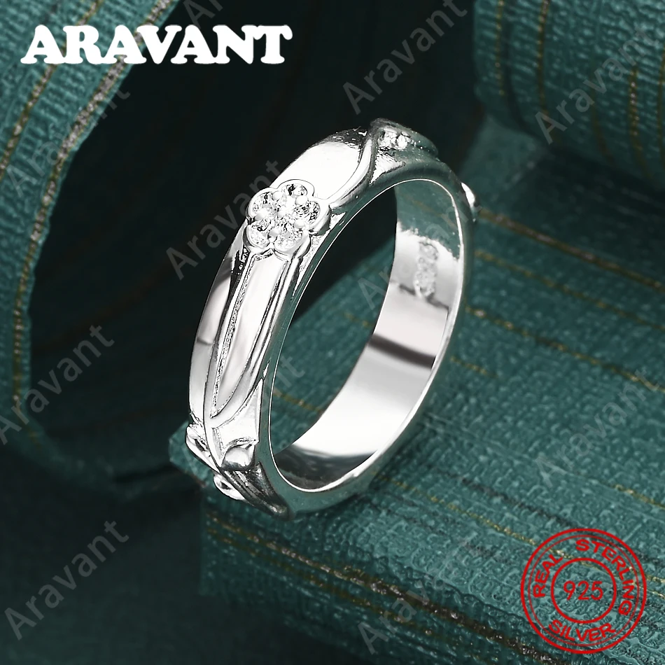 

925 Sterling Silver Floral Pattern Ring (Sizes 7-10) - Women'S Commute Accessory, Christmas Gift Jewelry