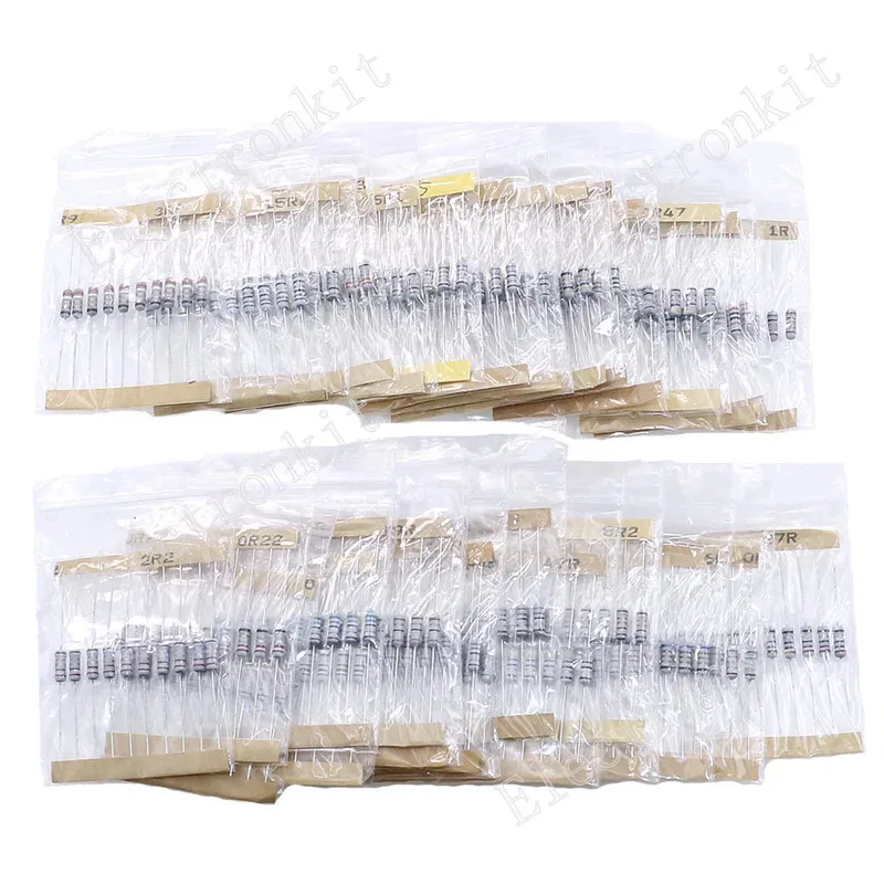 320Pcs 32Value 0.5W 1/2W 0.1 ohm - ohm Fuse Wirewound Resistor Assorted kit