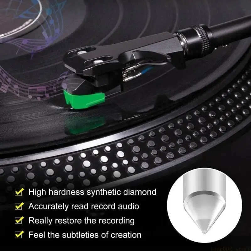 D0AB Diamond Tip Phonograph Needle Record Player Needle with Brush Phonograph Replacement Part Plastic Texture for VMN95SP