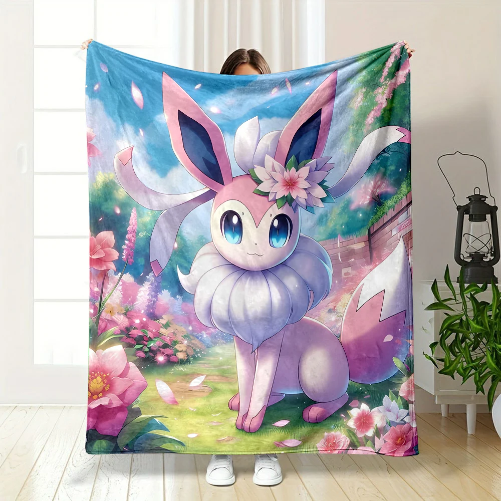 Pokemon Cute Sylveon Pink Eevee Blanket Warm Soft Fluffy Kids and Adult Sofa Bed Throw Blanket Outdoor Travel Camping Sheet