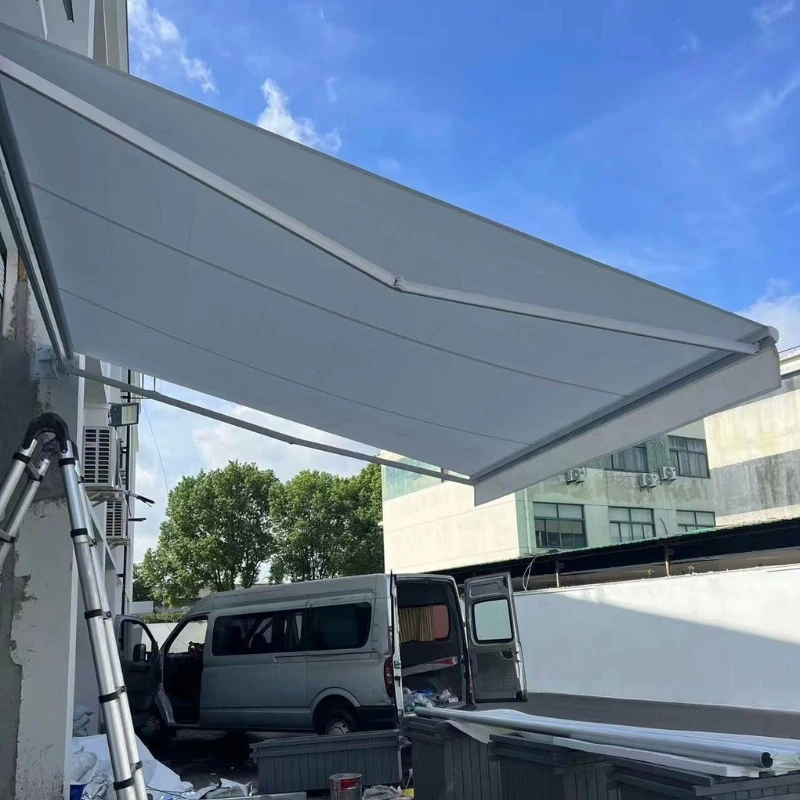 Windproof, Sunproof Electric Aluminum Retractable Full-box Sunshade Canopy for Balcony and Courtyard