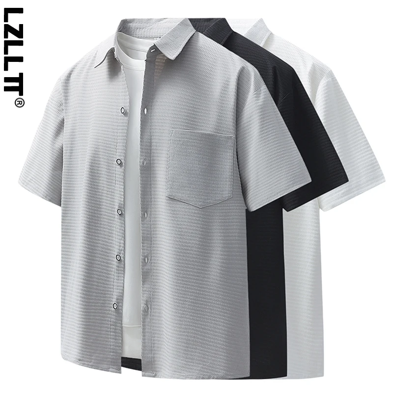 Summer Men Short Sleeve Cargo Breathable Shirt Mens Casual Fashion Polo Shirts Male Outdoor Camp Hike Safari Work Shirts Tee Top