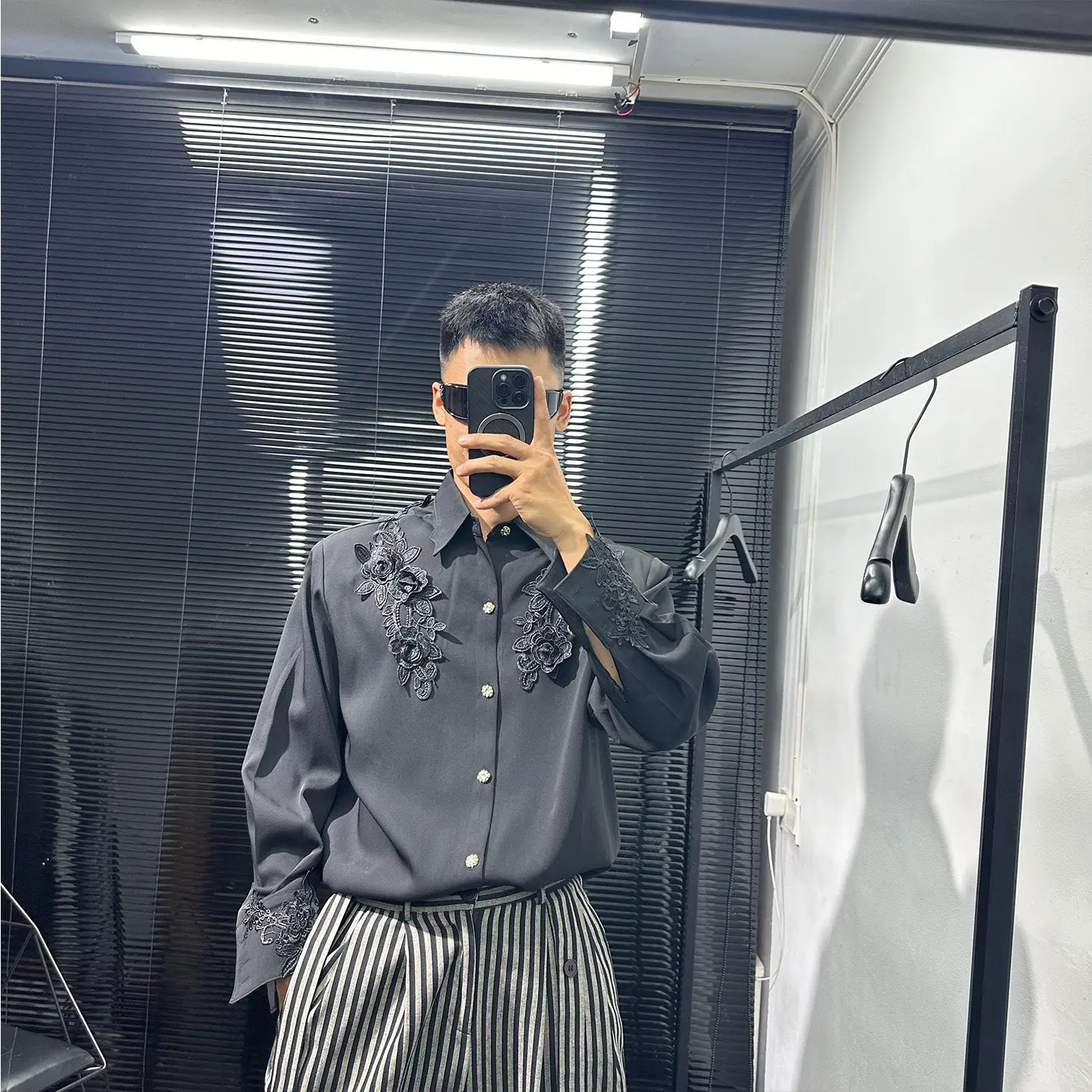 Dark Design Avant-Garde Embroidered Shirt Men's Autumn Loose Retro Idle Style All-Matching