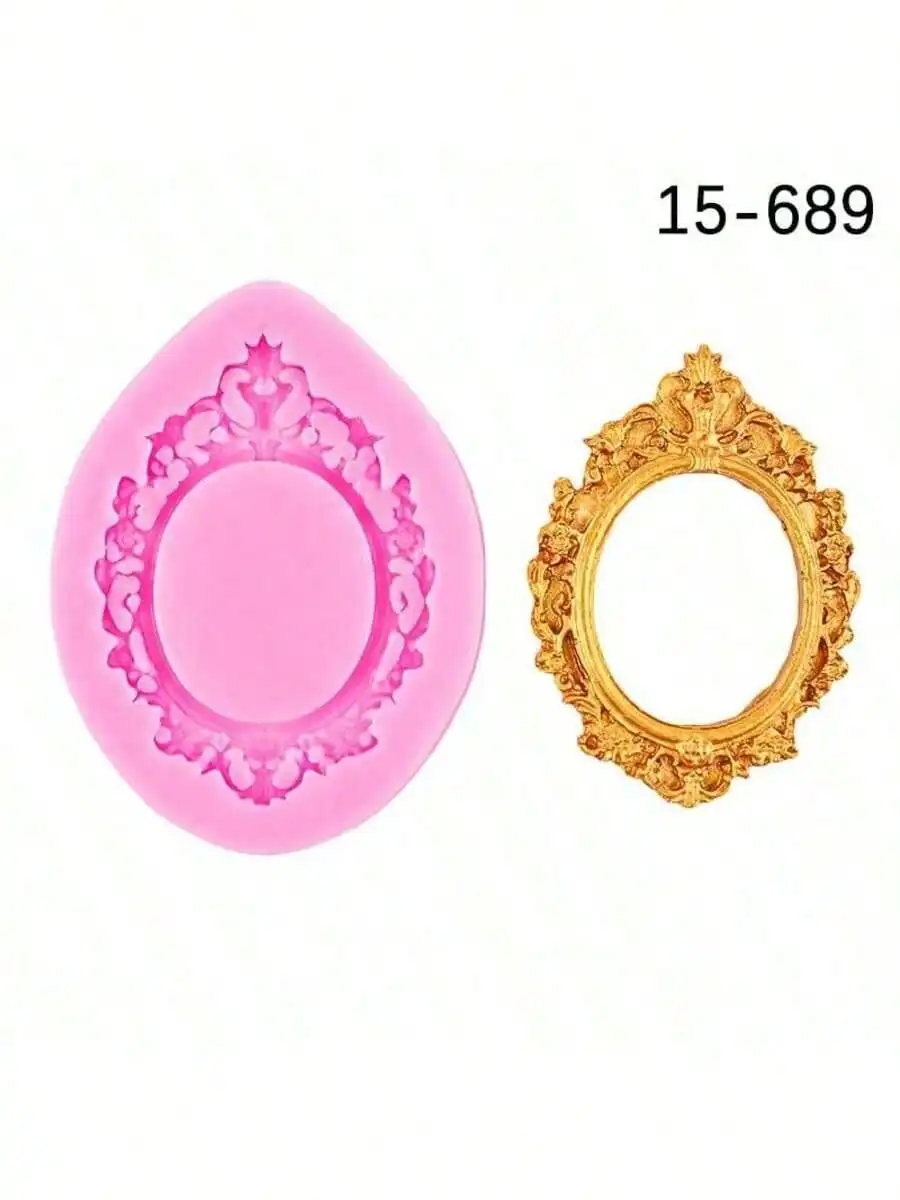 4 Stile Silikonrahmen-Schokoladenform, Barocke Tonformen für Fondant, Rahmenform für Basteln, Backen, Cupcake-Topper, Dekoration – Detail 6
