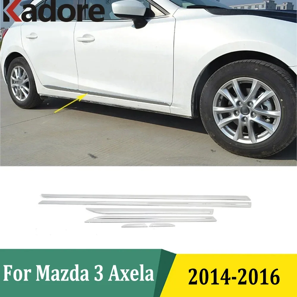 

For Mazda 3 M3 Axela 2014 2015 2016 Chrome Side Door Body Line Moulding Strips Trim Car Sticker Exterior Accessories