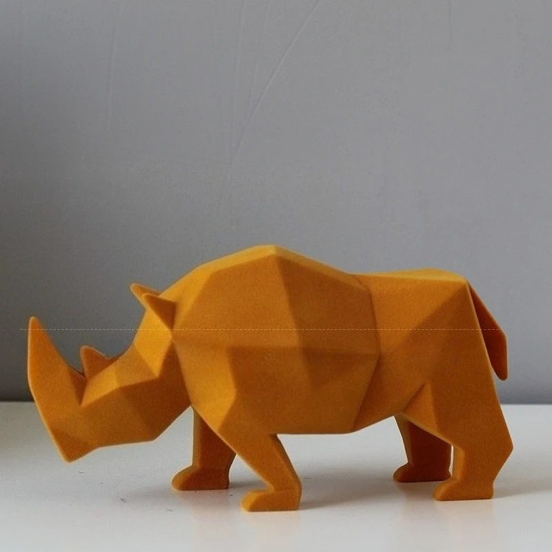 Simple and creative geometric animal rhino decorations, living room porch TV cabinet home soft decoration ornaments
