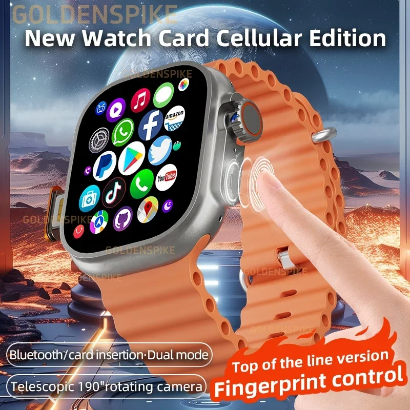 

Fingerprint unlock 4G Smartwatch 2.29inch Amoled Smart Watch With 180° Rotating Camera GPS WIFI Sim Card Slot Global Calling