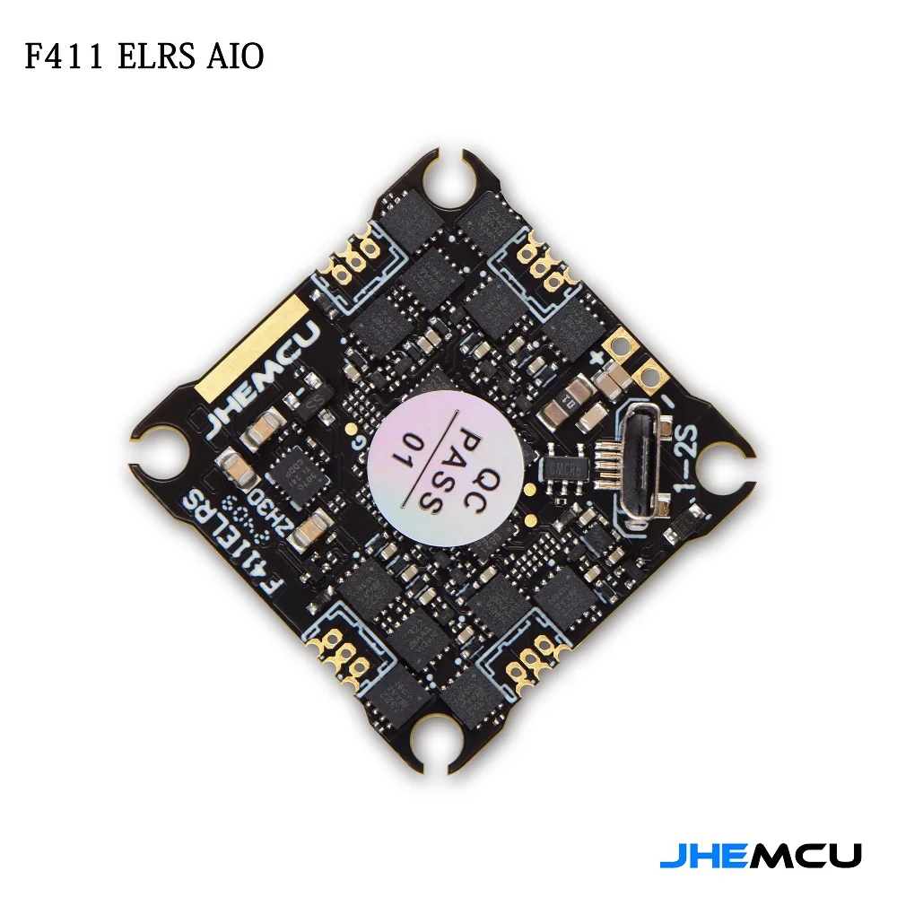 JHEMCU F411ELRS AIO Flight Controller ICM42688-P OSD BLHELI_S 1-2S 12A 4in1 ESC ELRS 2.4G M3,25.5X25.5mm for RC FPV Drone