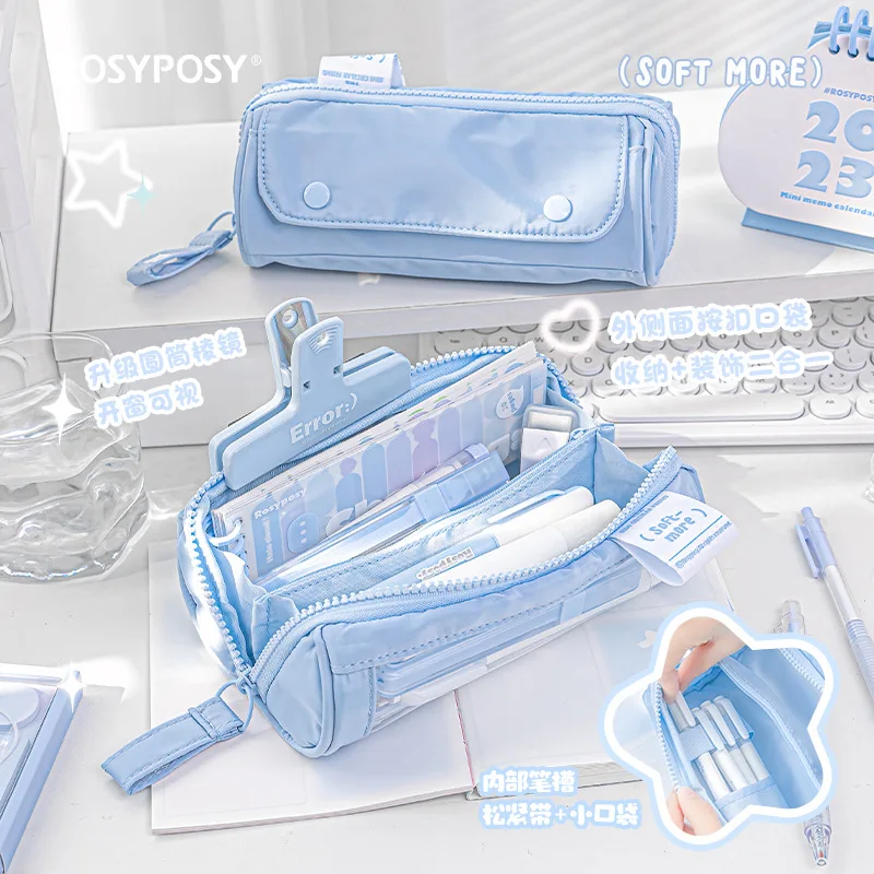 Planwith RosyPosy Cylindrical Prism 4.0 Pencil Case Stationery Organizer,Window Visible Large Capacity Portable Desktop Storage