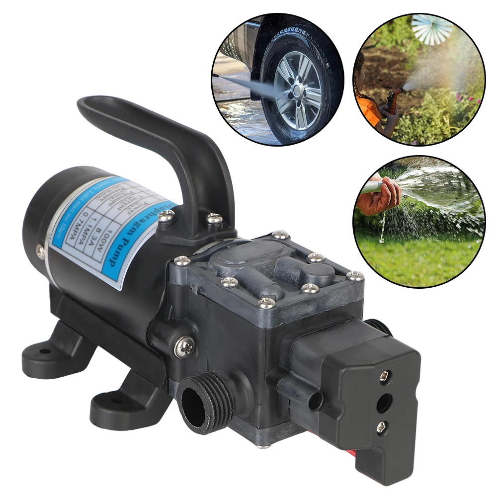 

Agricultural Electric Water Pump DC 12V 100W Diaphragm Self Priming Pump Micro High Pressure 8L/min Water Spray Car Wash