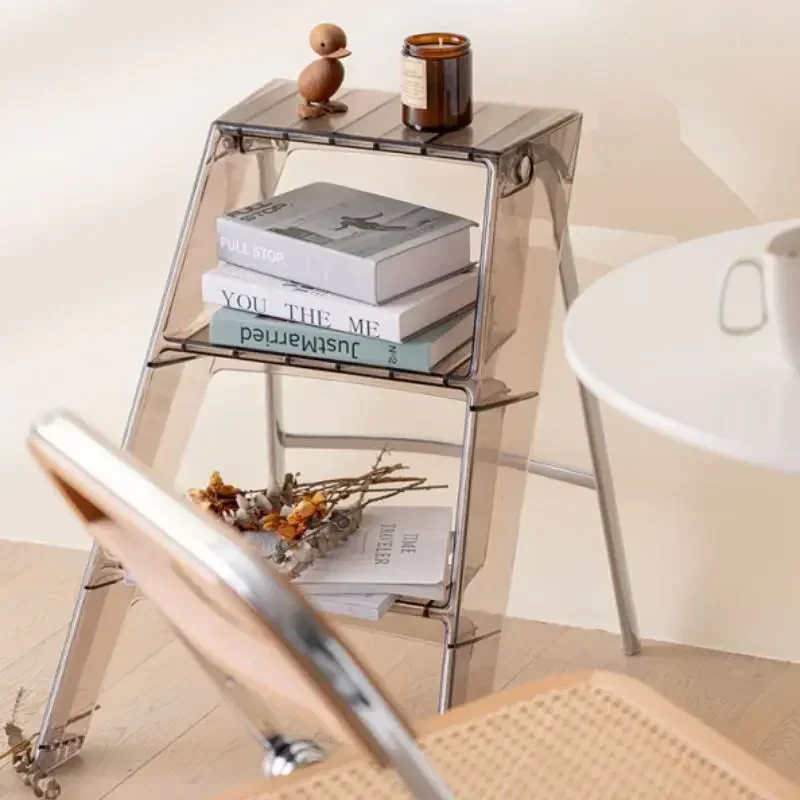 

Three-step Ladder Nordic Home Creative Portable Ladder Multifunctional Acrylic Folding Chair Indoor Transparent Ladder for Home