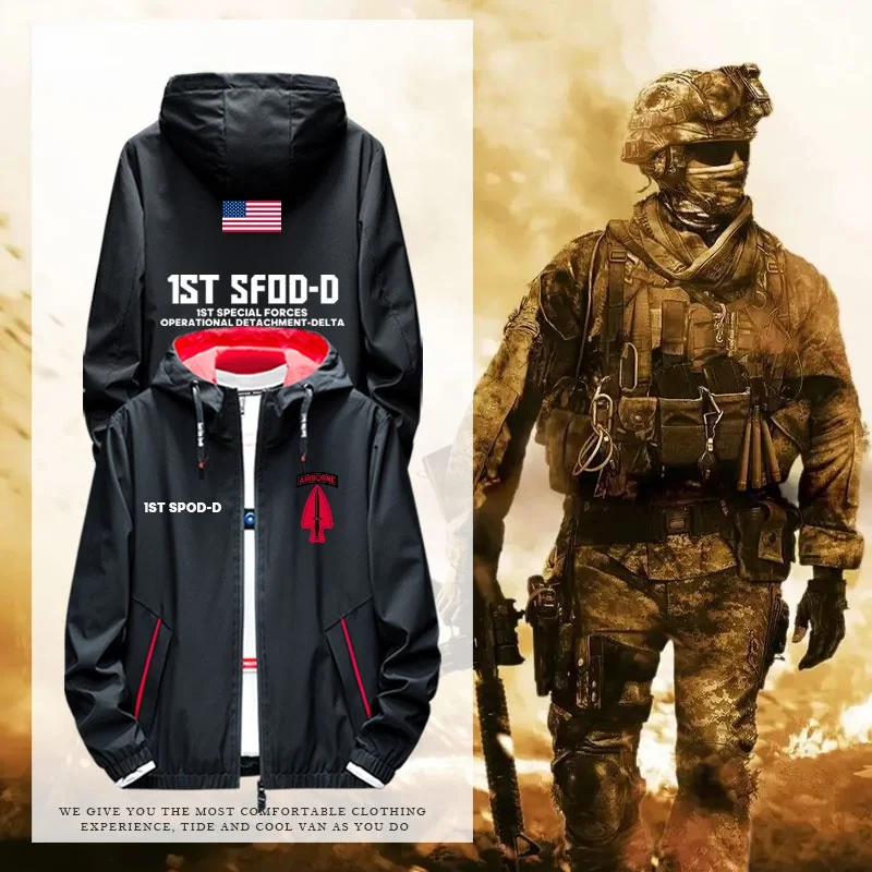 

Special Forces Delta Force CAG Hooded Jaet Men's Military Fan Workwear Stand Fit Zipper Decorated Anti-Wrinkle Treaent