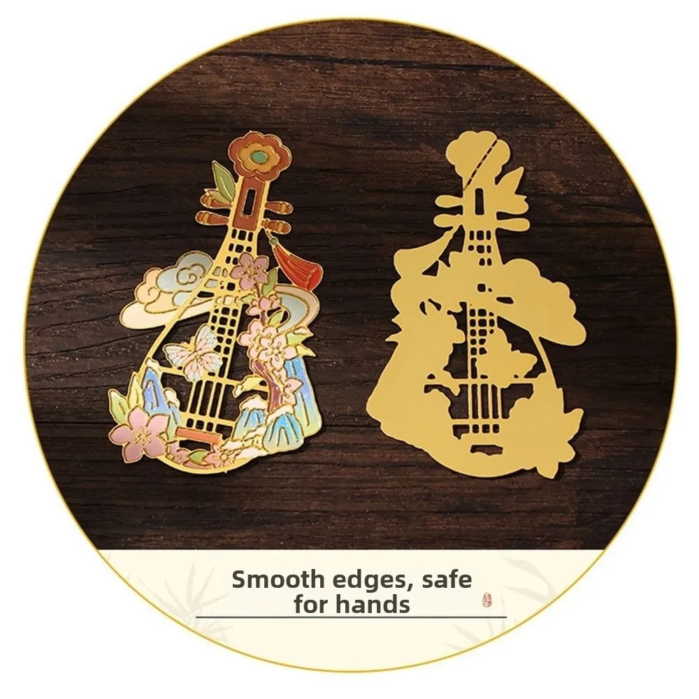 Chinese Classical Musical Instruments Metal Bookmarks Portable Students Reading Tool Hollow Hot Stamping Bookmark Bookmarks