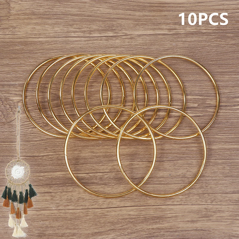 10 pçs 3 Polegada/8cm ouro sonho apanhador de metal pendurado anéis aros macrame anel para casa decoração do carro diy dreamcatchers e artesanato