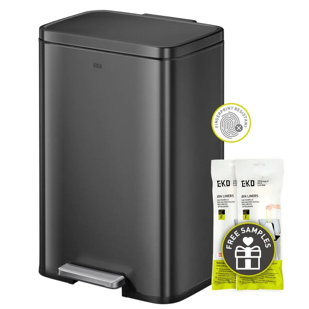 

Madison Matte Black 50 Liter/13.2 Gallon Step Trash Can with Inner Liner - Fingerprint Resistant Finish