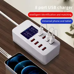60W USB C Charger QC 3.0 8 Ports Type C PD Fast Charging Phone Adapter For iPhone Samsung Xiaomi Huawei Multi Ports Wall Charger