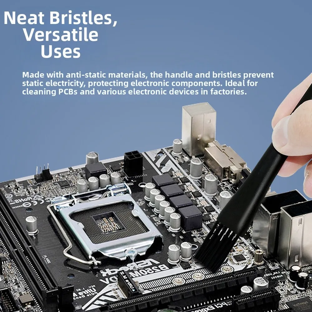 8 Piece AntiStatic Brush Set for Precise Dust Removal on Electronics and Small Components Synthetic Fiber Material