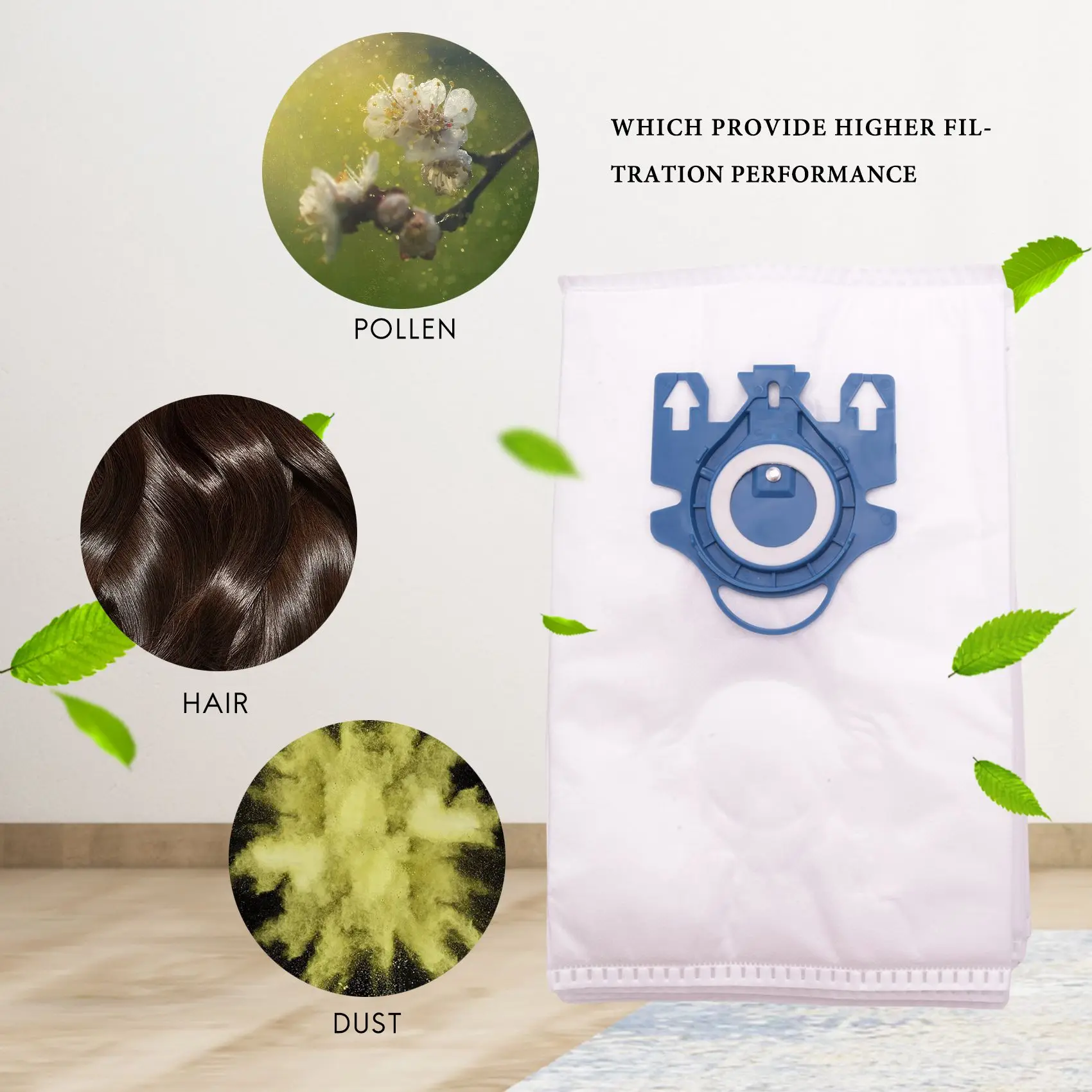 مكنسة كهربائية AirClean-GN ، أكياس الغبار كفاءة ثلاثية الأبعاد ، استبدال جزء ل GN ، كيس الغبار ، 15 قطعة