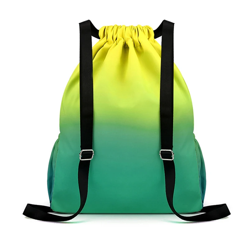 Gradient Drawstring Travel Backpack Waterproof Nylon Folding Large Beach Sports Basketball Storage Shopping Bag Student Softback