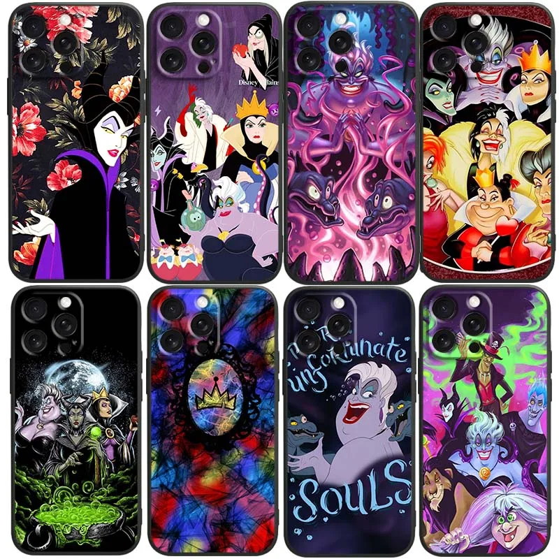 

Disney Witch Pattern Phone Case For Apple iPhone 17 16 16E 15 14 13 12 11 Pro Max Plus Air Black Soft Silicone Cover