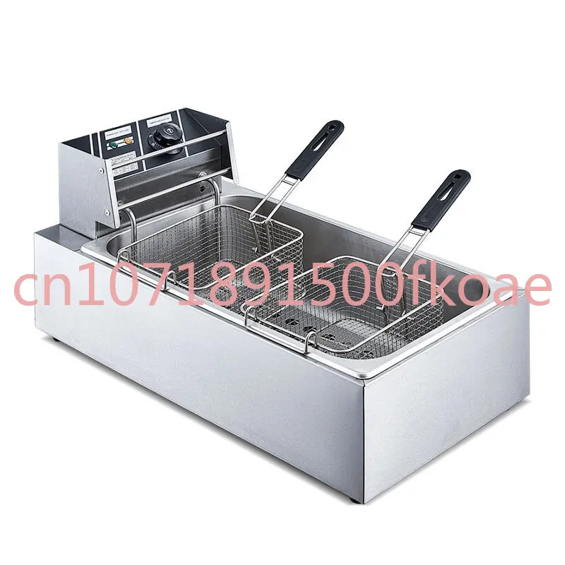 Cylinder Double Sieve Commercial Stall Fryer Fried Dough Sticks Machine French Fries Fried Machine Large Capacity Electric Fryer