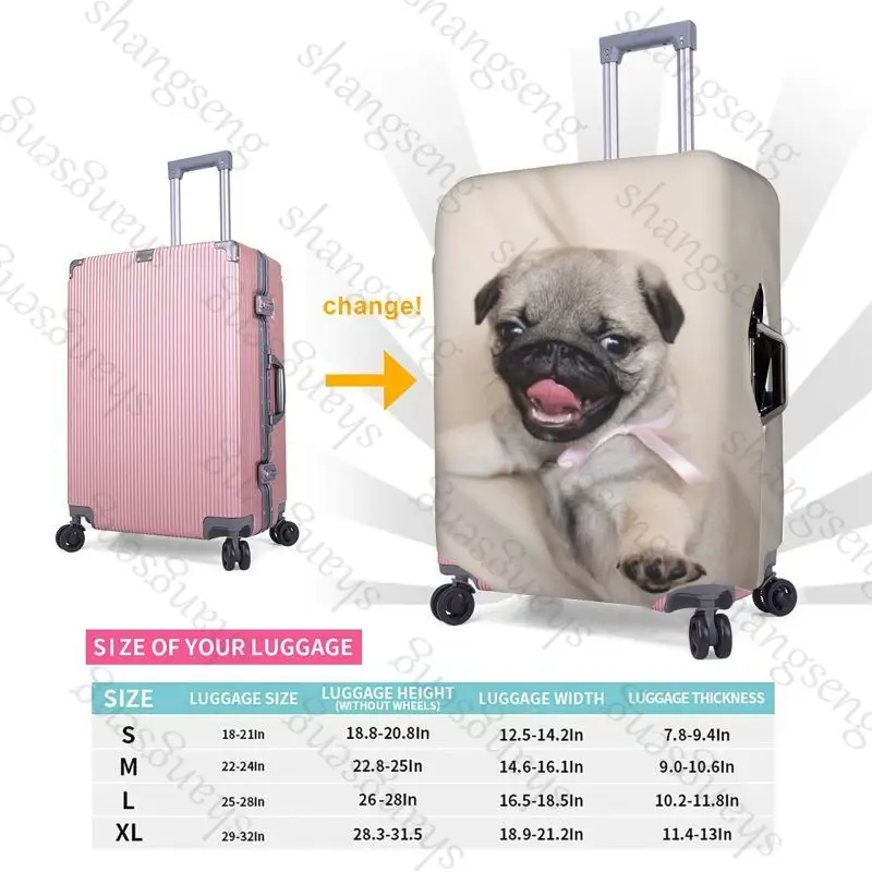 Puppy Pug Dog Print print Travel suitcase protective case, suitcase cover, elastic protection, washable Luggage cover, 18-32 in