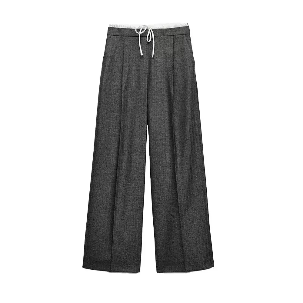 2024 Autumn New Style Wide Leg Casual Pants With Waist Belt From Amazon Europe And America Wholesale Cross-Border Fashion