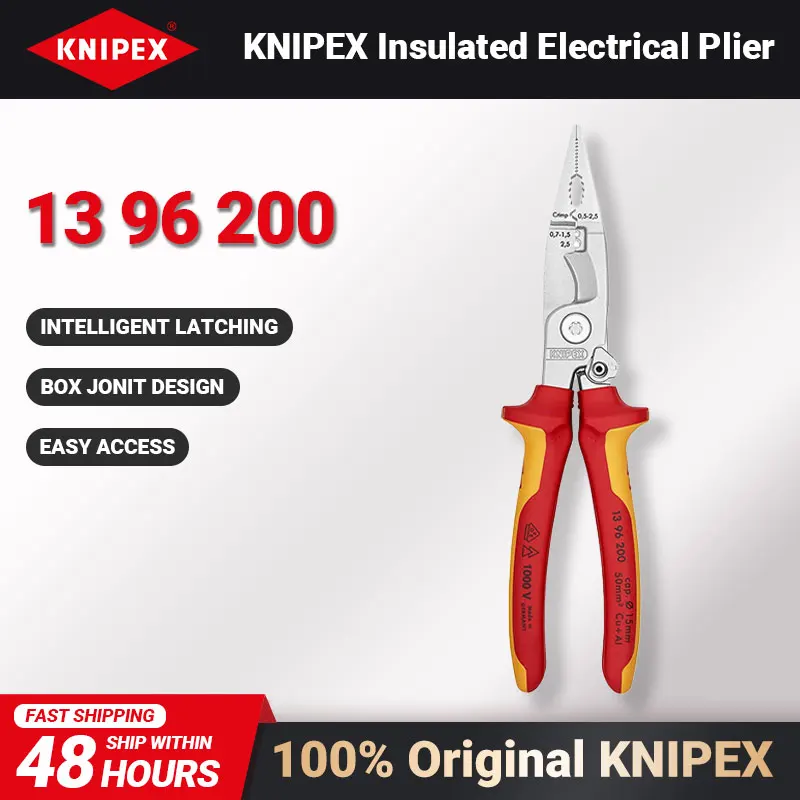 KNIPEX 13 96 200 Insulated Plier for Electrical Installation Multifunctional Plier for Stripping Crimping and Deburring