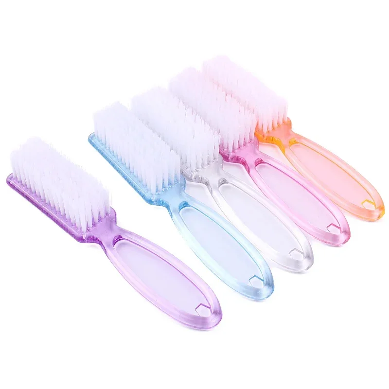 5pcs Transparent Nail Brush Cleaning Brushes Plastic Handle Grip Multifunctional Brush Cleaner Scrubbing Pedicure for Manicure