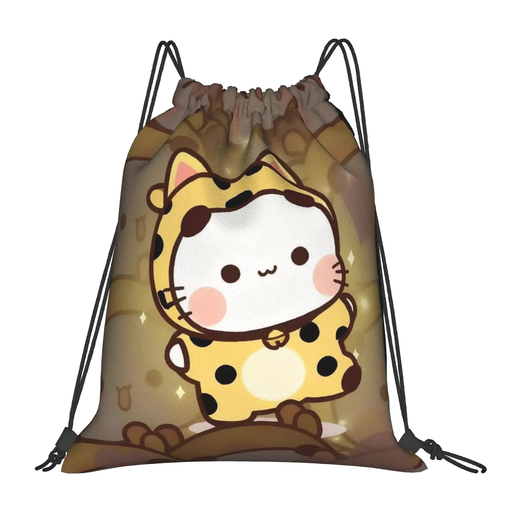 

Cartoon Panda Bubu Dudu Drawstring Backpack Sports Gym Sackpack Water Resistant String Bag for Working Out