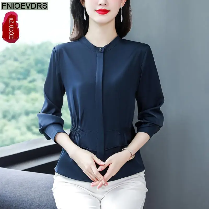 Office Lady Shirts 2023 Fall Autumn Basic Wear Work Women French Design Solid Long Sleeve Button Shirt Purple Tops Blouses