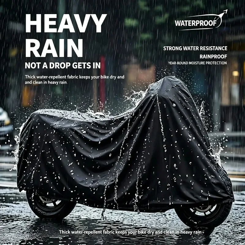 Verstärkte Motorrad-Schutzhülle, Allwetter-Wasserdicht, UV-Sonnenschutz, Staubdicht, Regen- und Schneeschutz, Universell für Motorräder – Detail 1