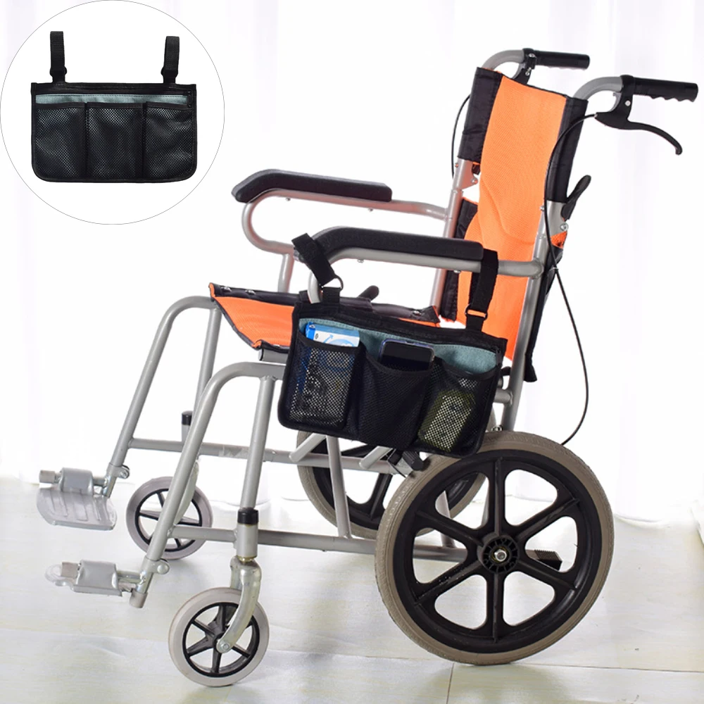 

Wheelchair Special Hanging Bag Wheelchair Side Storage Bag Elderly Health Care Products Portable Armrest Hanging Bag Black