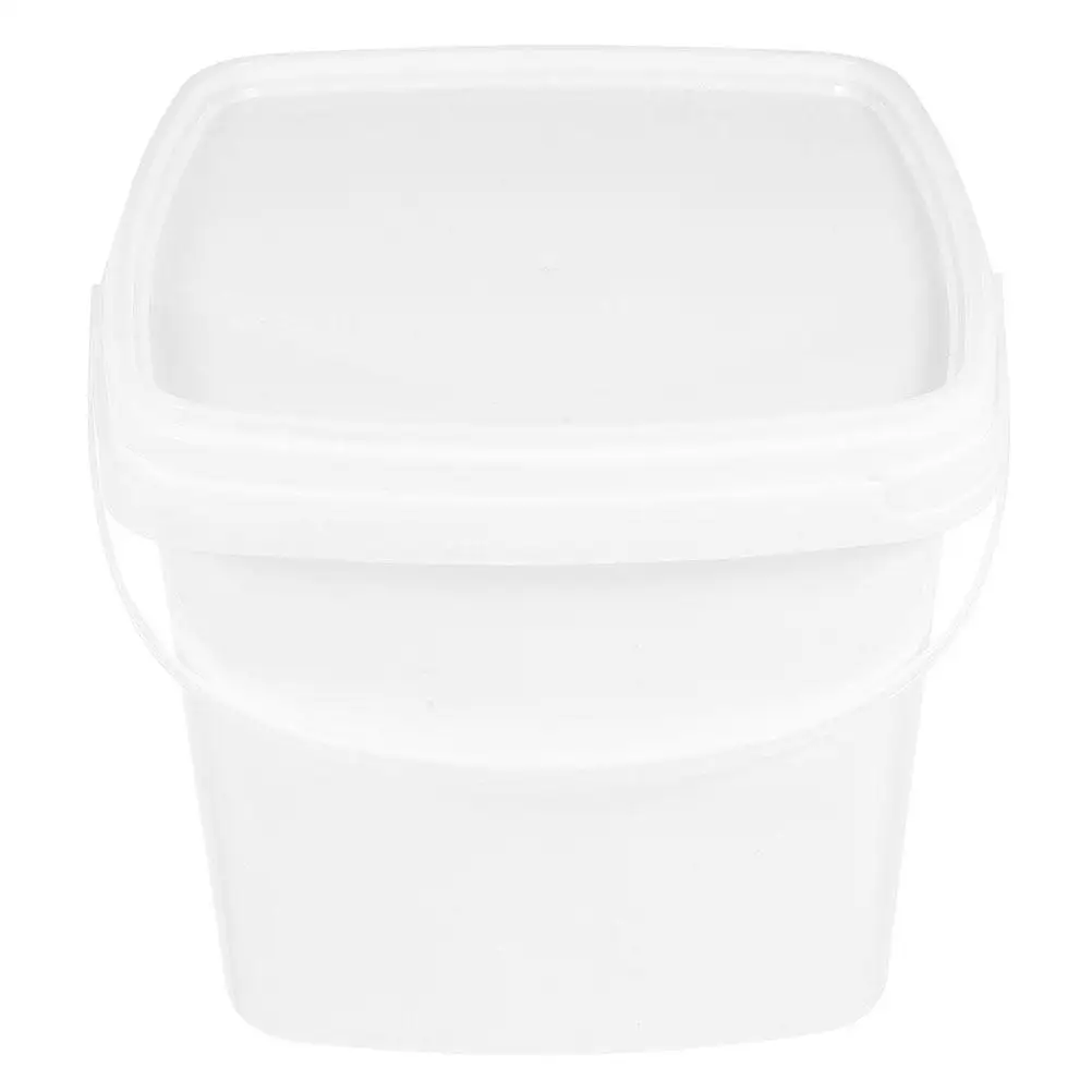 

Portable Bucket With Lid Water Container With Handle Square Bucket 1 Liter White Food Grade Storage Bucket Garden Use