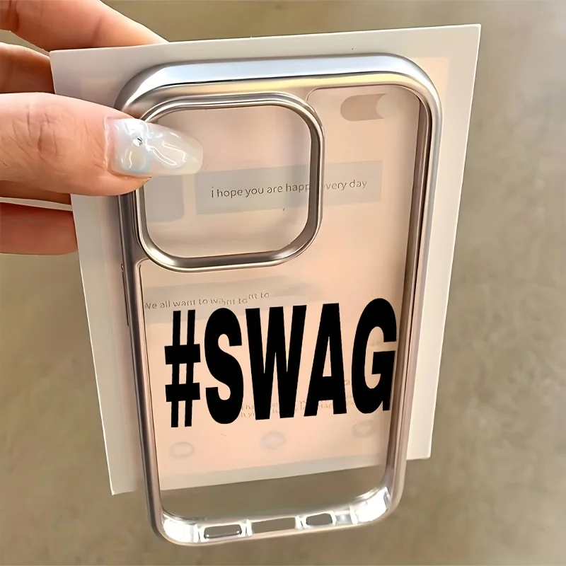 Простой чехол для телефона в стиле SWAG для iPhone 17, 16e, 16, 15, 14, 13, 12, 11, Air, Pro, Max, X, XR, XSMAX, 8, 7 Plus – роскошная прозрачная мягкая задняя крышка