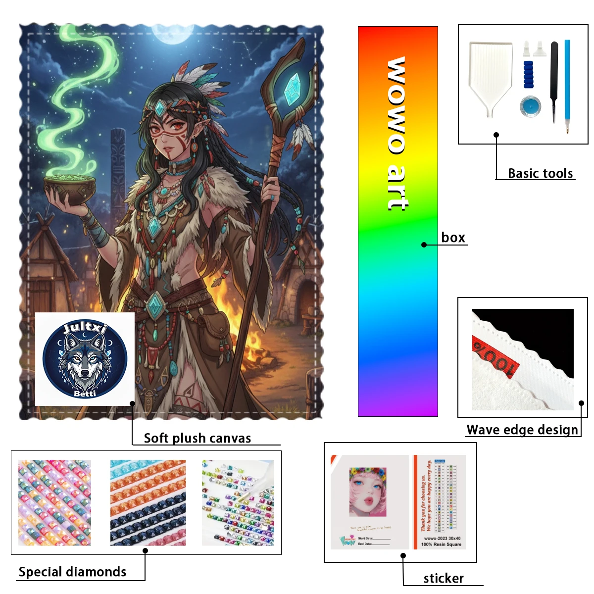 

【Betti_ Diamond Art】Ведьма с тростью, держащим солля Кристалл AB Горный хрусталь FD Горный хрусталь Идеальный алмаз из смолы