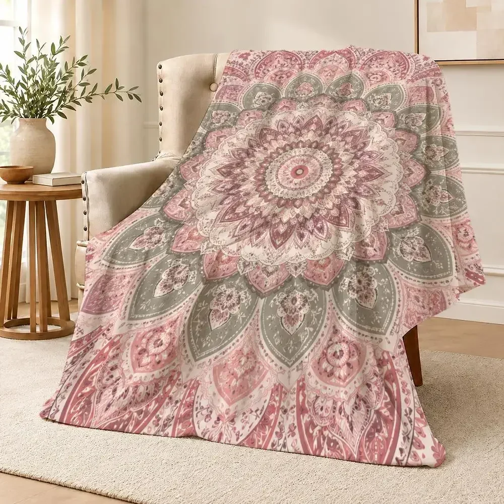Hippie Mandala India Bohemian Psychedelic Spiritual Art Pattern Throw Soft Flannel Throw Blanket Warm for Couch Bed Sofa Cozy