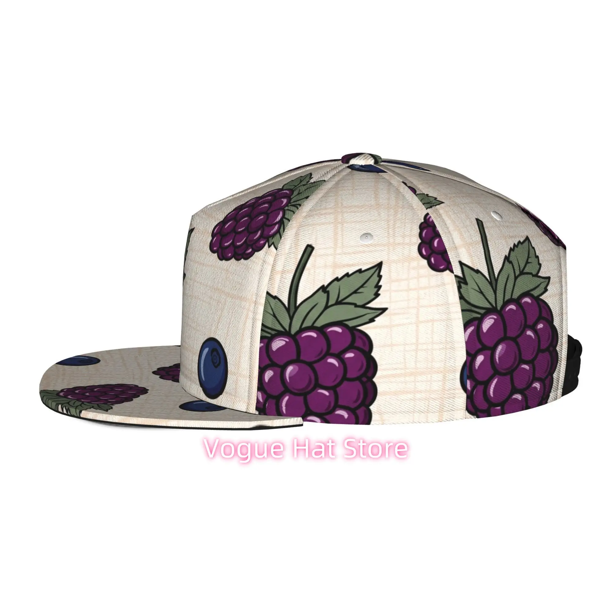 Men's & Women's Baseball Cap with Berry Print (Blackberry/) Adjustable Snap Brim, Flat-Top Suitable for Casual Outdoor, Machine