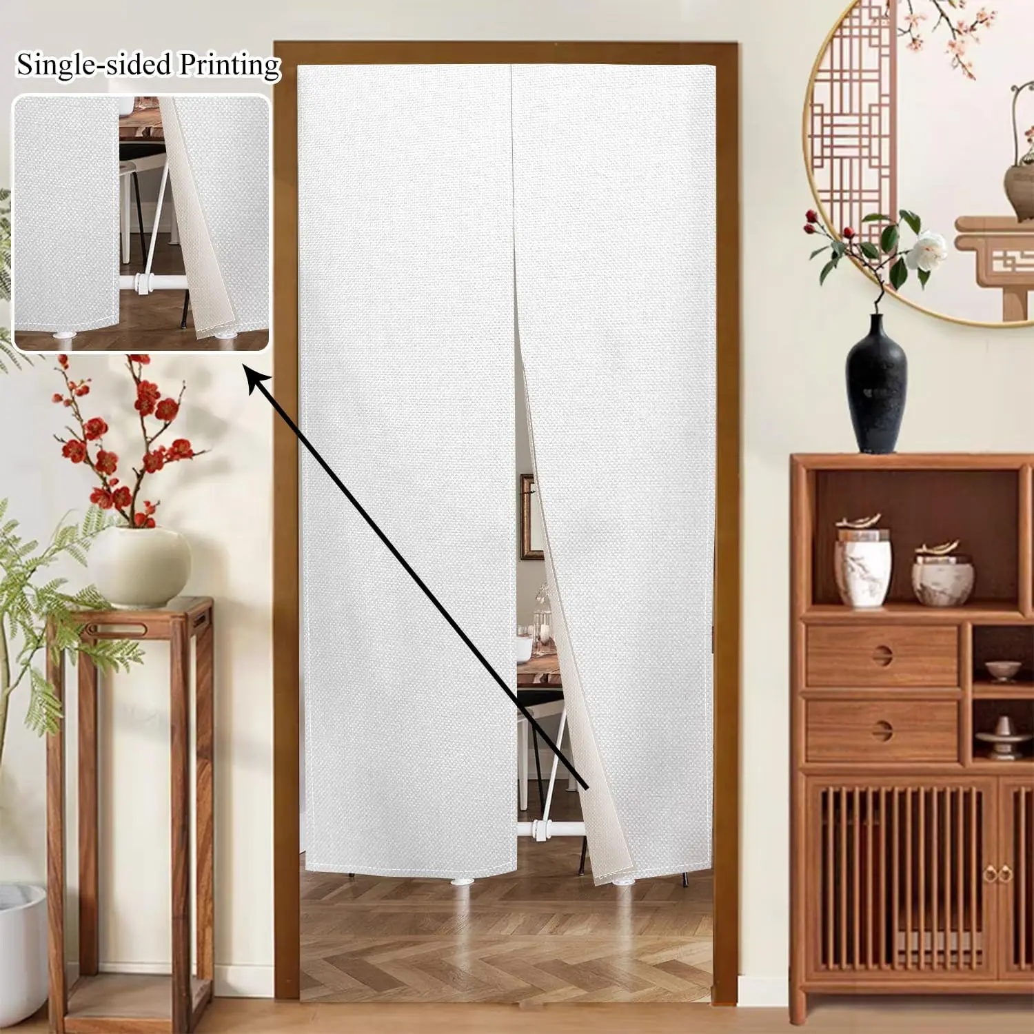 Noren Japanese Doorway Curtain Japanese Door Curtains Window Treatment Pure White Printed Doorway Tapestry for Privacy Partition
