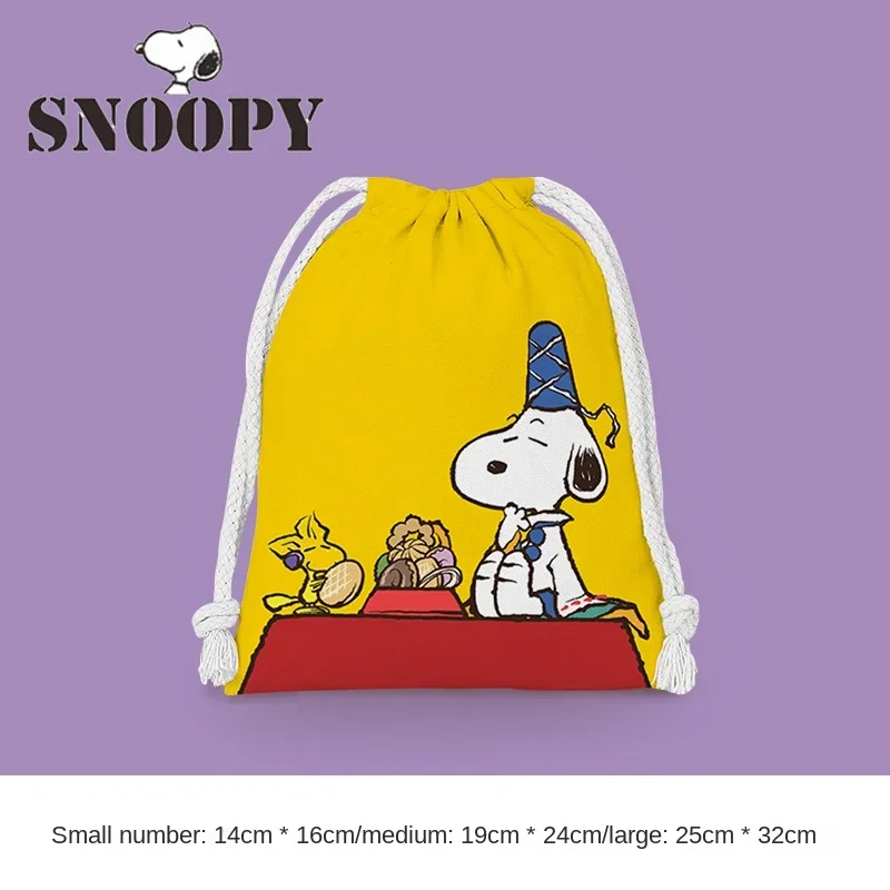 Snoopy Storage Bag Drawstring Pocket Cute Cartoon Print Waterproof Ladies Girls Student Portable Folding Bag Drawstring Bag Gift