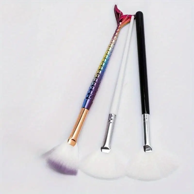 2pcs Ceramic Coloring Fan Brush Nylon Soft Bristles DIY Underglaze Paint Large Area Glaze Tool