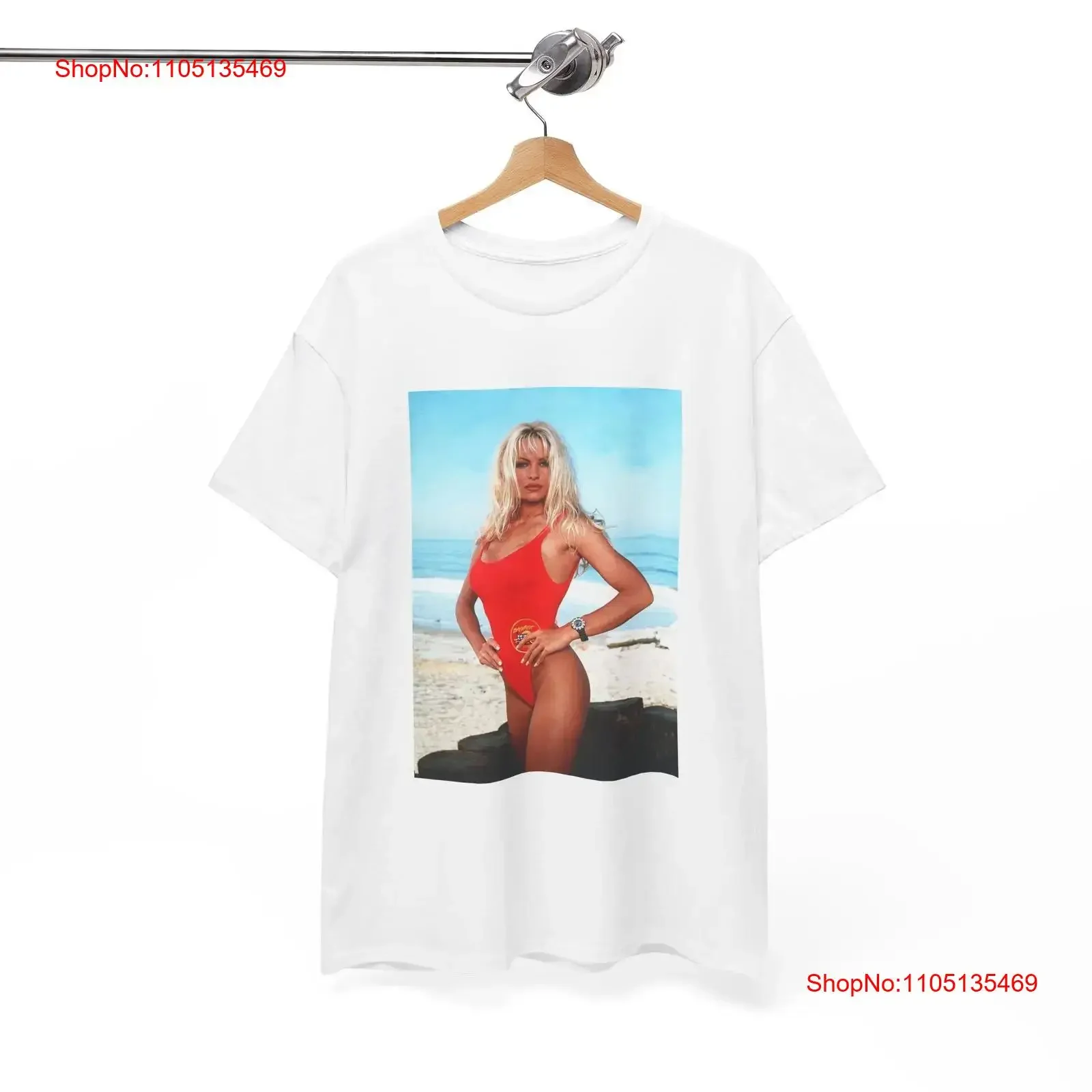 Pam Anderson Baywatch T Shirt Retro Bikini On the Beach Heavy Cotton vintage Washed Stretched streetwear designer clothes