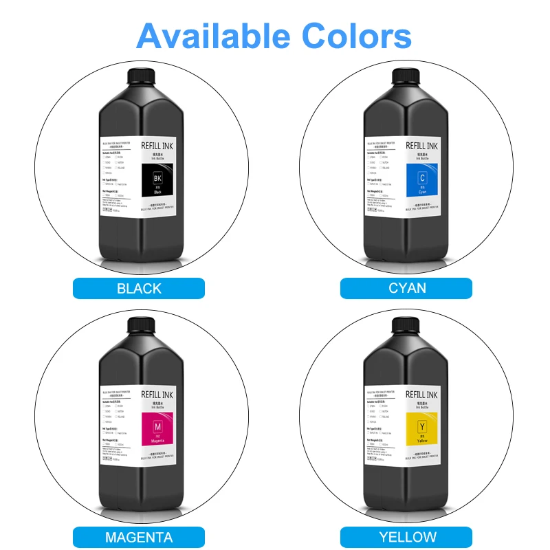 UV Ink 4×1000ML For EPSON DX4 DX5 DX6 DX7 DX10 TX800 XP600 Printhead For Epson 1390 L800 L1800 L805 R1800 R1900 LED UV Ink